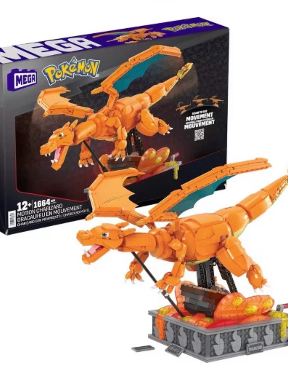 Mega Pokémon Motion Charizard Building Set - Orange